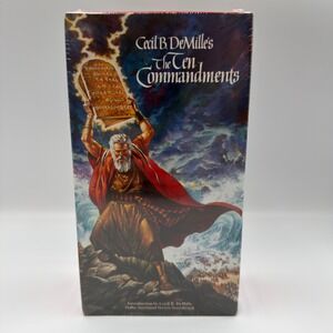 The Ten‎ Commandments VHS 1990 Cecil B DeMille Charlton Heston Sealed 2-Tape Set